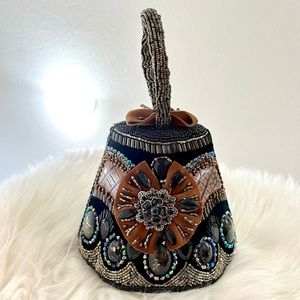 Like NEW!!! Moni Couture Beaded Black and Brown Evening Bag